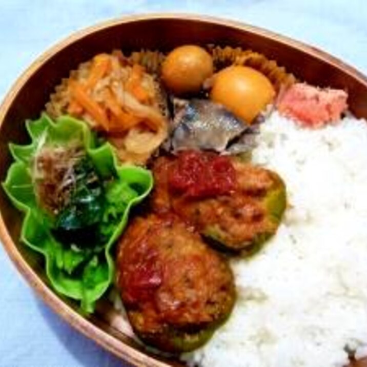 曲げわっぱでスピードお弁当17 ピーマンの肉詰め レシピ 作り方 By Rose24 楽天レシピ 曲げわっぱでスピードお弁当17 ピーマンの肉詰め レシピ 作り方 By Rose24 楽天レシピ